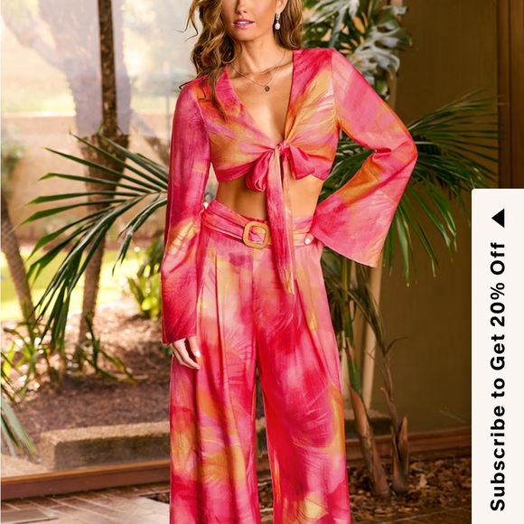 Cupshe Other - Cupshe Pink and Orange Beach Coverup Set